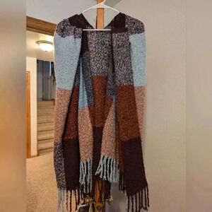 Echo Knit Multicolor Poncho Wrap